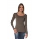 Kaki T-shirt with Long sleeves and round neckline