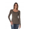 Kaki T-shirt with Long sleeves and round neckline