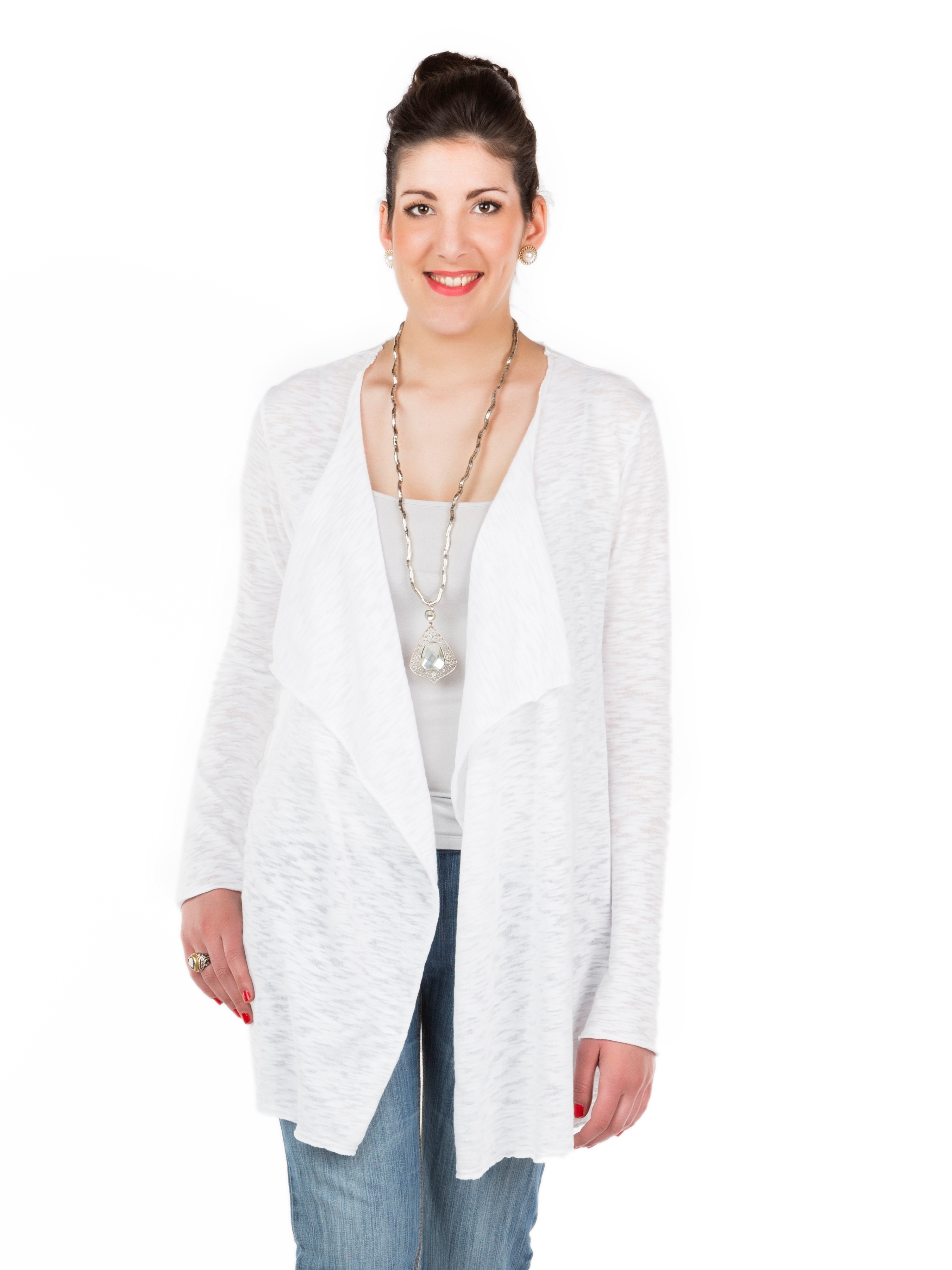 gilet long femme blanc