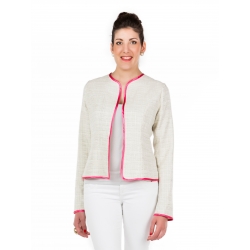 Veste écrue liseré rose