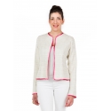 Beige jacket with pink binding