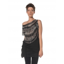 Long top with feather print 