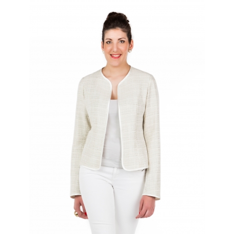 Beige jacket tall woman