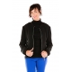 Blouson aviateur noir doublure framboise