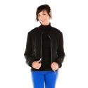 Blouson aviateur noir doublure framboise