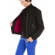 Blouson aviateur noir doublure framboise