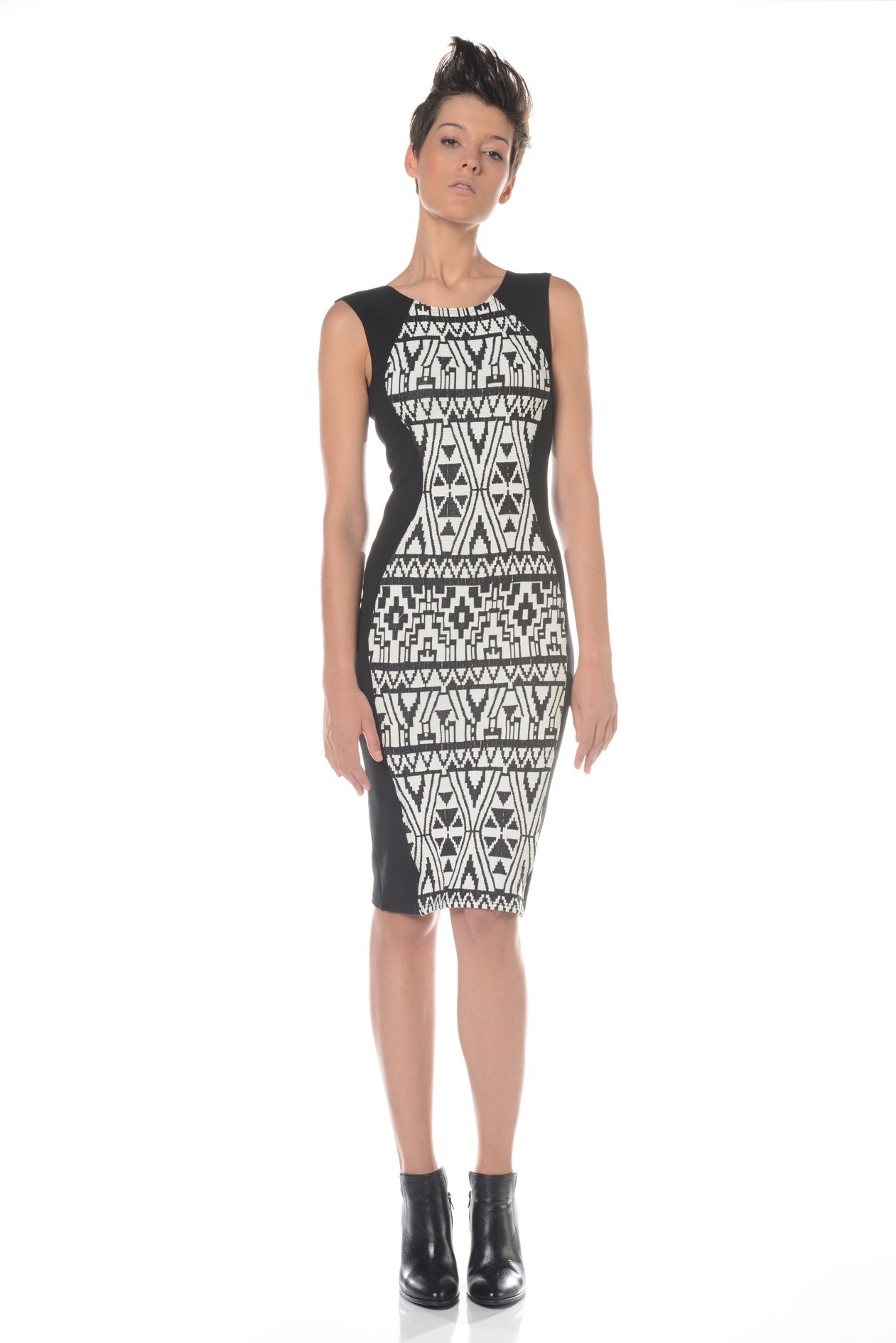 geometric white dress