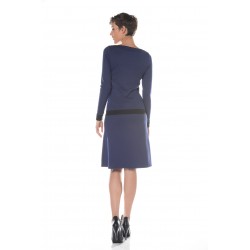 Robe rayée noir et bleu col bateau