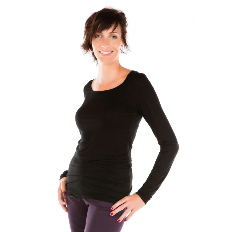 Long sleeve black t-shirt tall woman clothing