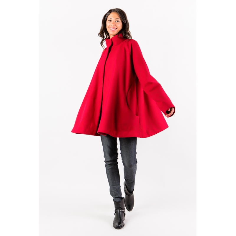 Manteau Cape rouge Manteau cape femme grande taille