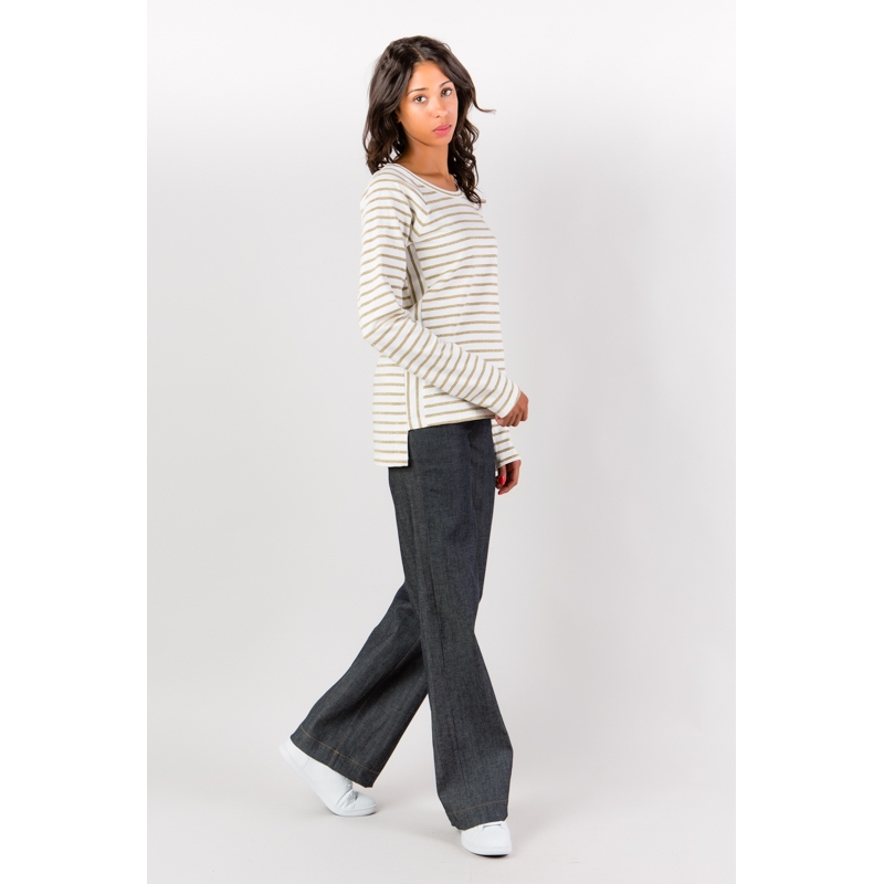 Marinière rayée blanc et doré vetement femme grande taille