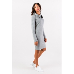 Pearl gray sweater dress with removable collar