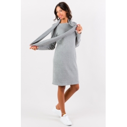 Robe pull gris perle col amovible