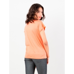 T-shirt corail en jersey de lin