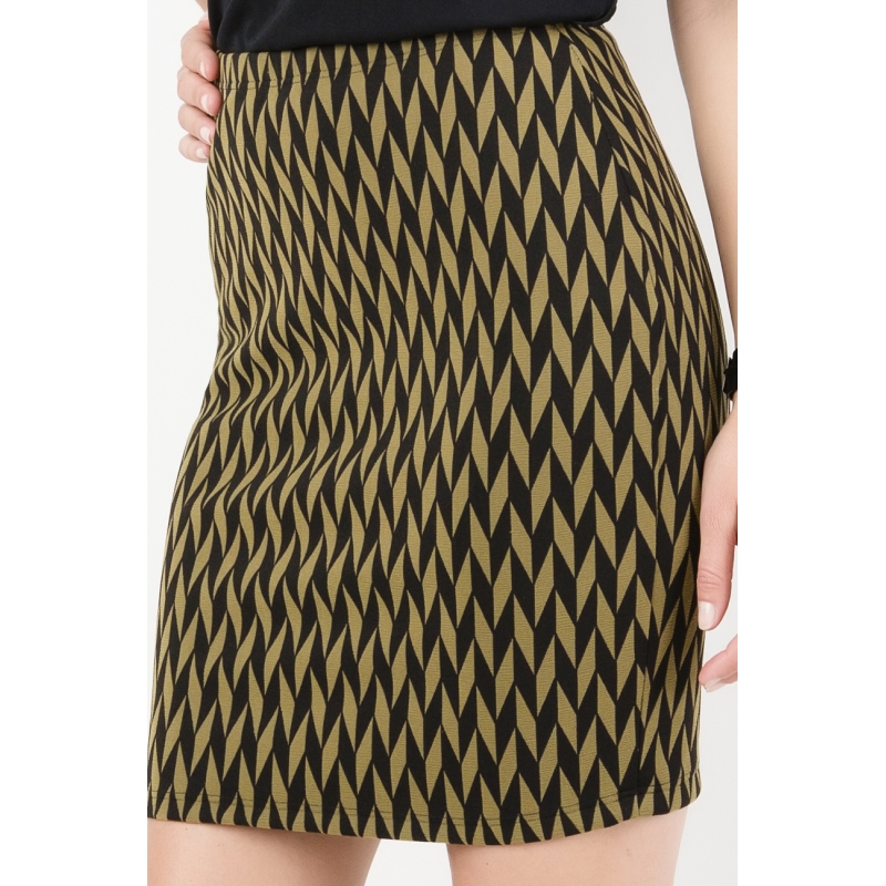 jupe stretch a losanges noirs et kakis vetement femme grande taille