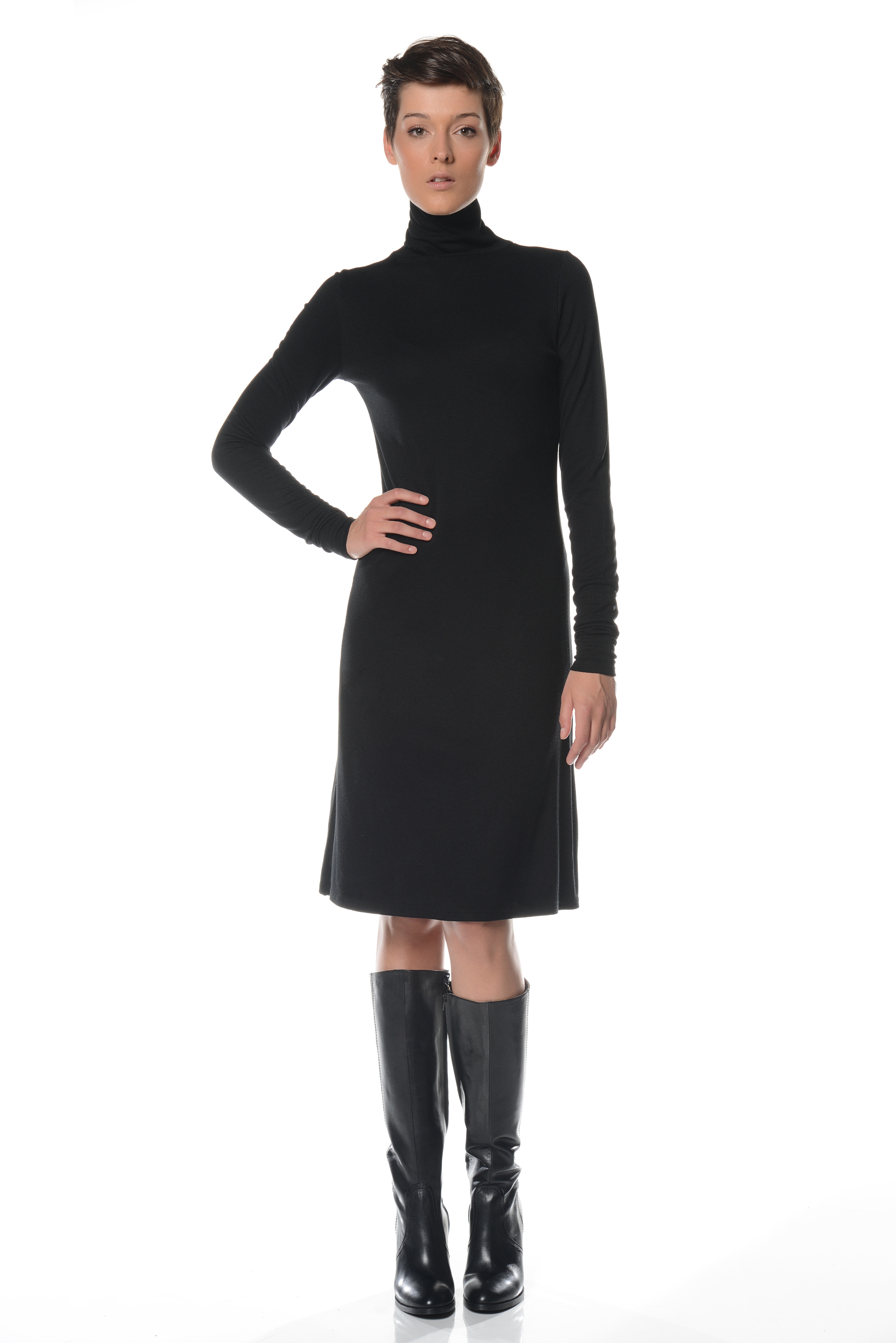 Black turtleneck dress tall woman clothing